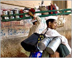 India's lunch box delivery men go about their tasks