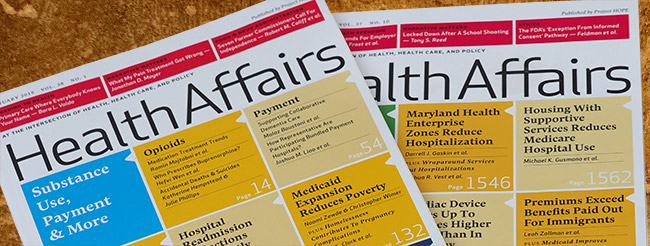 Covers of the journal HealthAffairs