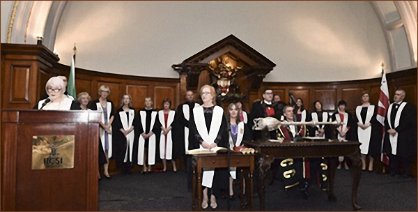 Linda Aiken at the awards ceremony in the Royal College of Surgeons in Dublin, Ireland, 2019.