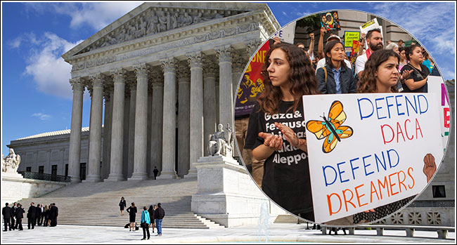 Protesters demonstrate in front of the U.S. Supreme Court