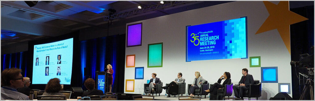 AcademyHealth CEO Lisa Simpson on stage at the 2018 AcademyHealth Annual Research Meeting