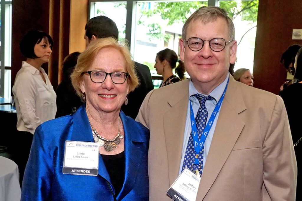 Linda Aiken, PhD, RN, Penn Nursing School Professor and Director of the Center for Health Outcomes and Policy Research (CHOPR) chats with Jeffrey Silber, MD, PhD, Professor of Pediatrics at the Perelman School