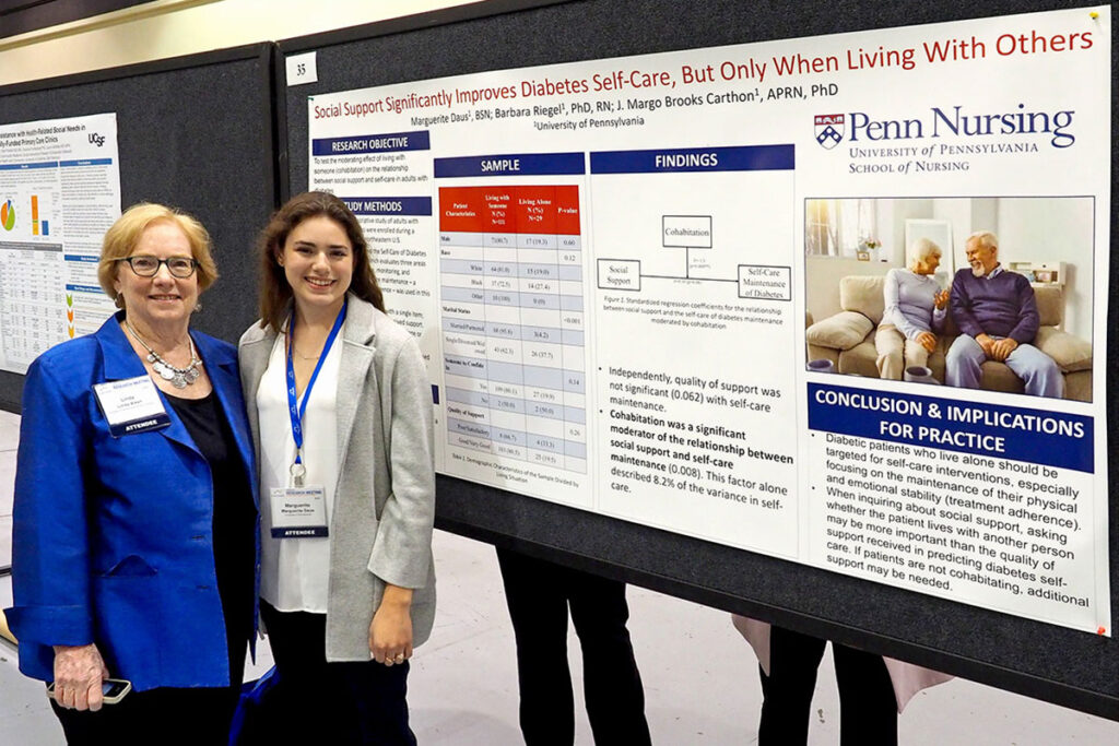 Linda Aiken, PhD, RN, CHOPR Director and Marguerite Daus, a Hillman Scholar in Nursing Innovation and predoctoral student at Penn Nursing
