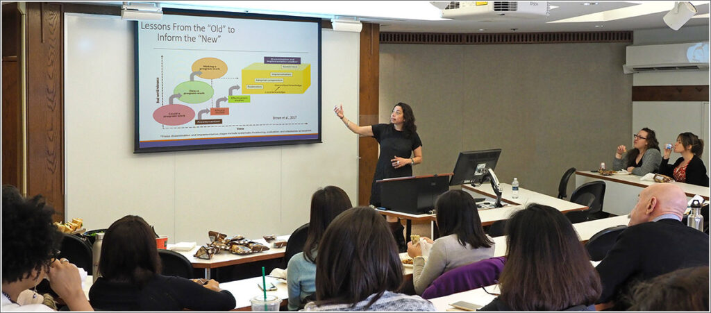 Lisa Saldana, PhD, leads an implementation science seminar at the University of Pennsylvania.