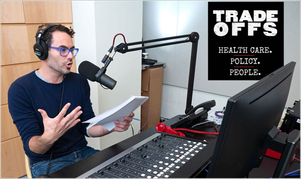 Radio journalist Dan Gorenstein in his new "Tradeoffs Podcast" studio in the basement of Penn's Annenberg School.