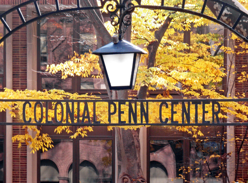 Colonial Penn Center sign on Lucst Walk