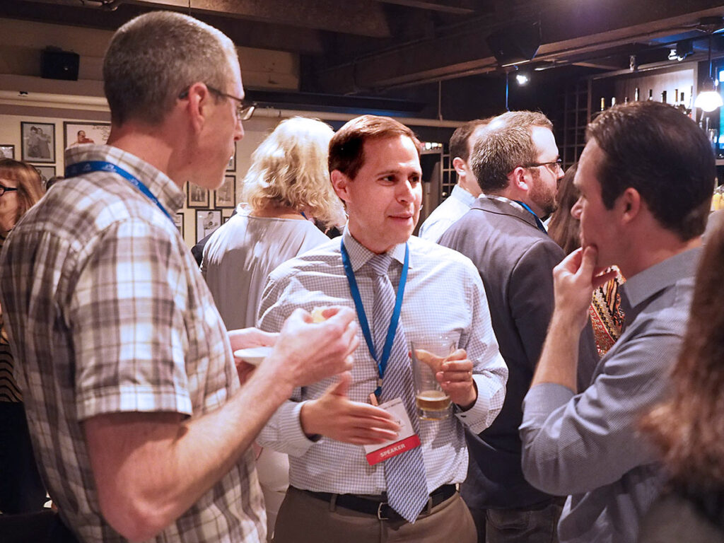 Daniel Polsky, PhD, welcomed party guests, including Austin Frakt, Polsky and Sean Murphy, PhD, an Associate Professor at Washington State University