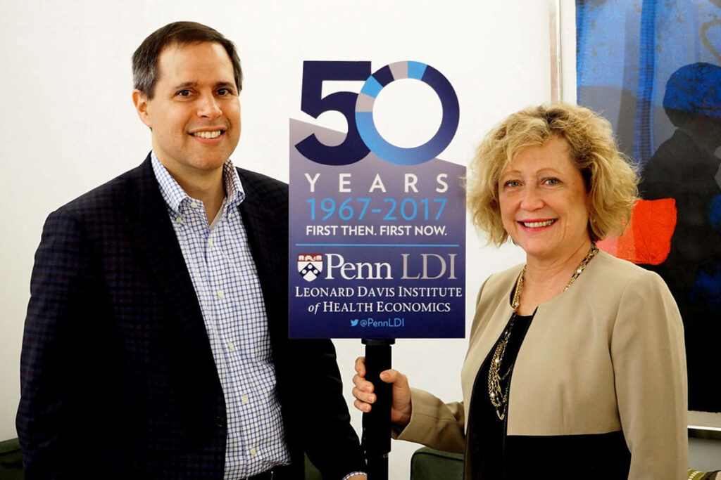 AcademyHealth President and CEO Lisa Simpson, MB, BCh, MPH, FAAP and LDI Executive Director Daniel Polsky, PhD chat
