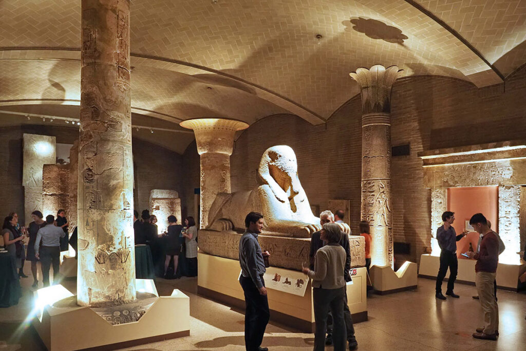 Penn scientists exploring the Penn Museum chamber and its 3,300 year-old Sphinx