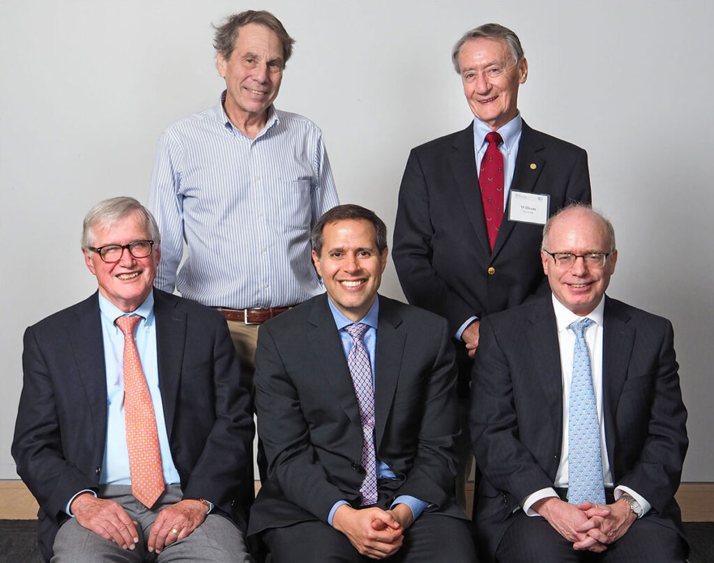 Gathered together at the LDI 50th Anniversary Symposium were the current and four of the former executive directors of Penn's Leonard Davis Institute of Health Economics (LDI).
