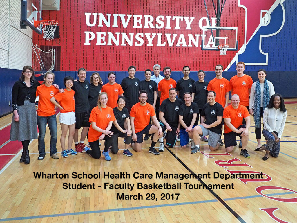 Group photo of the faculty and PhD student who played in the 2017 Wharton School Health Care Management basketball game