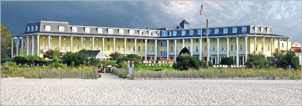 Frontal view from the beach of the famed Congress Hall in Cape May, NJ