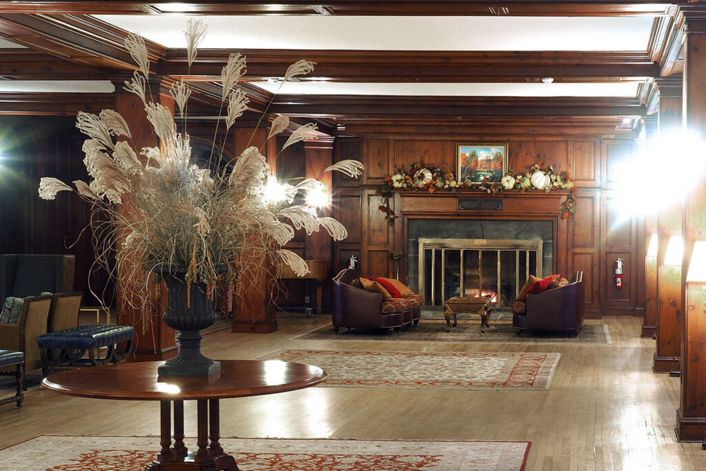 Inside the central hall of Skytop Lodge in the Poconos