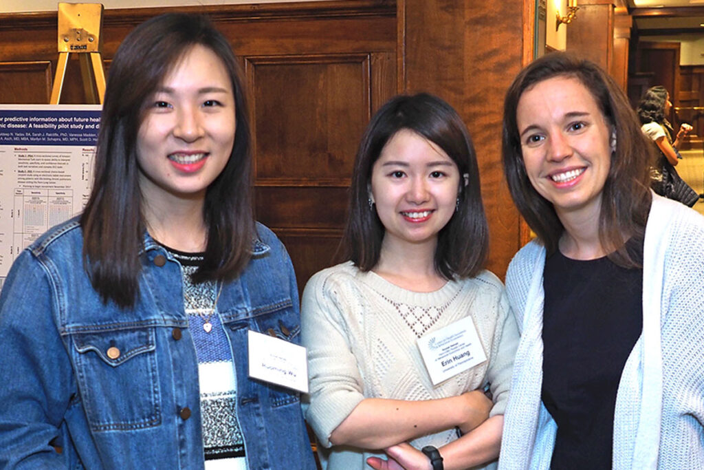 Ruoming Wu, MSPH, Statistical Analyst at the Perelman School; Qian (Erin) Huang, MPH, Penn Medical Ethics and Health Policy (MEHP) Department; and Ashley Mercede, BA, CHIBE Clinical Research Coordinator.