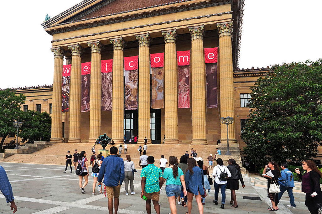 Exterior of the eastern entrance to the Philadelphia Art Museum.