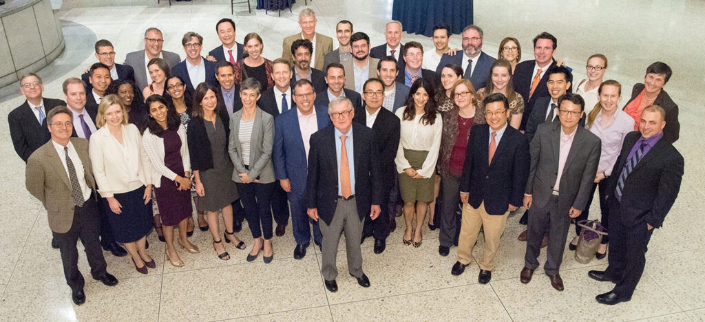 Professor Mark Pauly with 43 of the current and former PhD students he has mentored over the last 50 years.