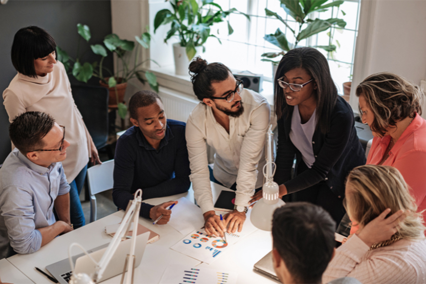 A group of people working on a project