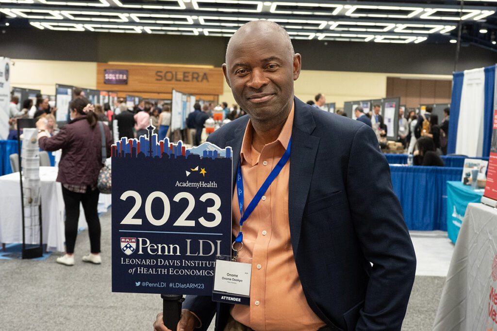 Onome Osokpo, PhD, RN, of the University of Pennsylvania's School of Nursing at the AcademyHealth Annual Research Meeting in 2023