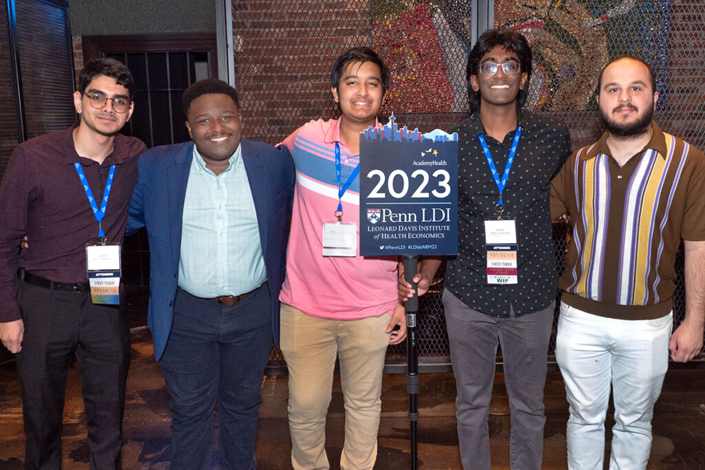 Arturo Bardales, Payton Nashe, Amol Jhala, Srikar Yelamarthy, and Gordon Scott Elnager at the 2023 AcademyHealth Annual Research Meeting