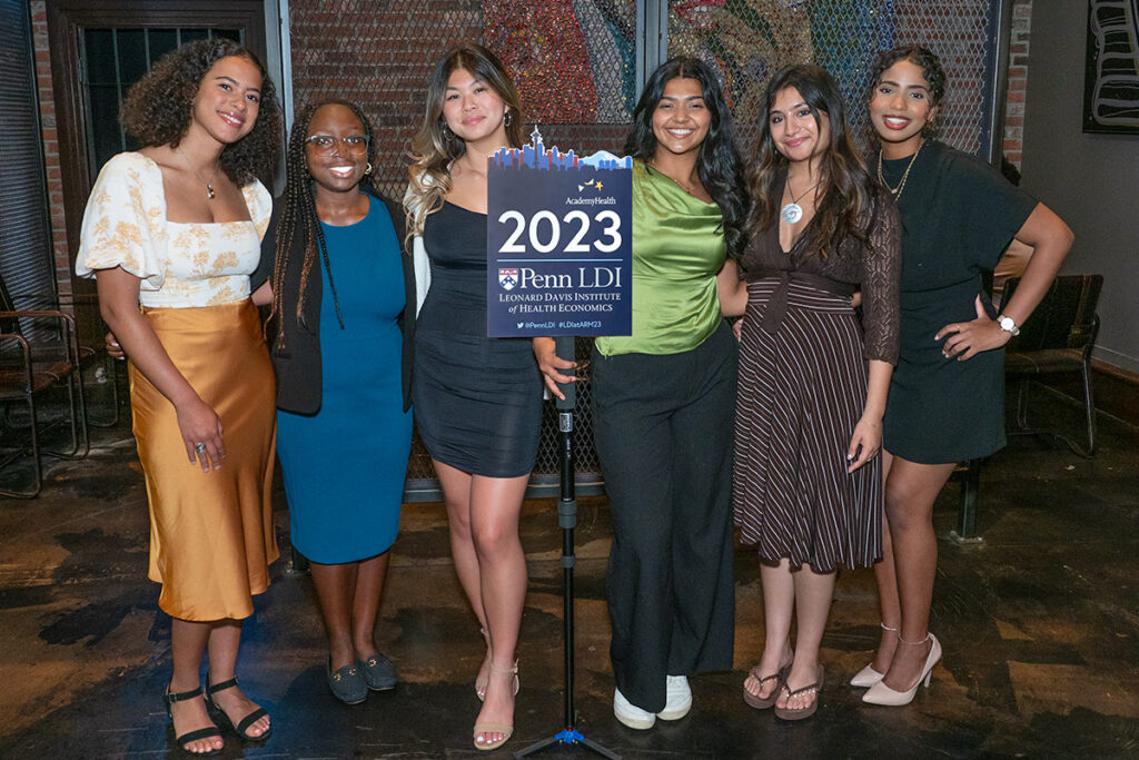 Tia Yancey, Christine Duah, Kimi Li, Daniella Jacob, Medha Romee Maitra, and Azeeza Sarour at the 2023 AcademyHealth Annual Research Meeting